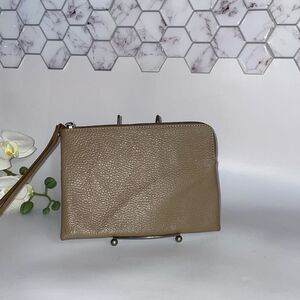 Elegant Valentina Tan Leather Clutch/Wristlet